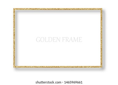 Golden  rectangular  frame . Gold retro vector border .