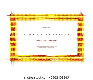 Golden rectangular frame with light bulbs on a white background. Vector illustration