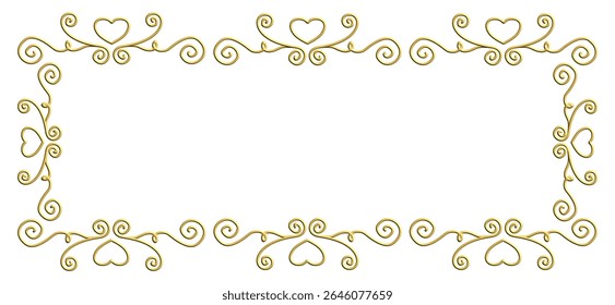 A golden rectangular frame with patterns and classical style, geometry, romance, to modernity.