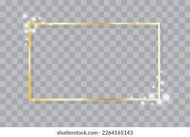 Golden rectangular frame. Photo frame. Graphic element. Vector illustration.