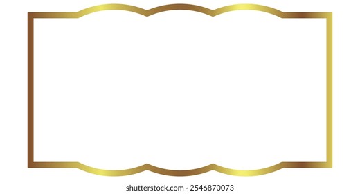Marco rectangular de oro para el marco de la imagen. marco de oro de lujo. Marco de oro rectangular en el fondo blanco. Elemento decorativo. VECTOR EPS