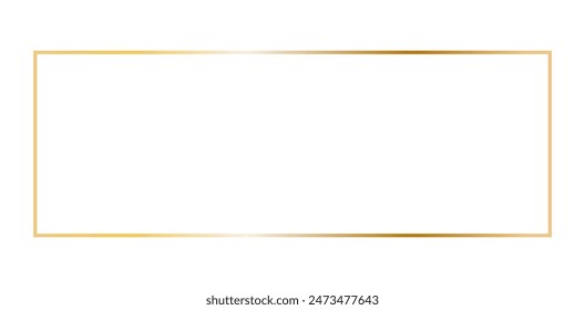 Golden rectangular thin frame. Vector outline thin aesthetic geometric shine border for invitations design