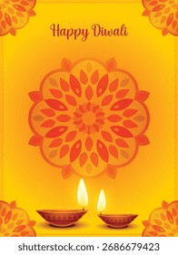 Golden and red color rangoli-based illustration and greeting card design.