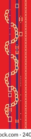 Golden red decorative baroque chains on white background.