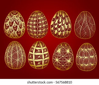 golden red egg vector set