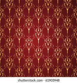 Golden and red floral vector ornate background