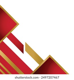 Golden and red geometric corner and border design