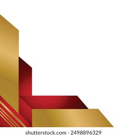 Golden and red geometric corner and border graphic
