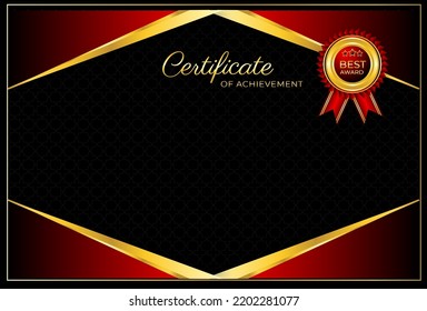 Golden red gradient elegant certificate template design