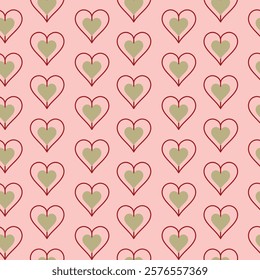 Golden and red hearts seamless pattern design
