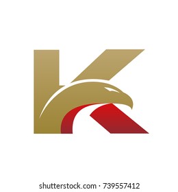 Golden Red Initial K Eagle Head Vector Logo