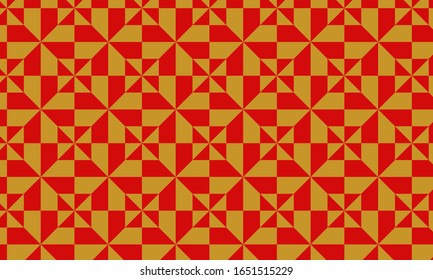 Golden and red Japanese pattern Masu cut shape