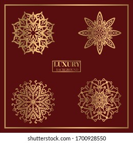 fondo dorado de Mandala roja