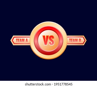 golden red rounded glossy vs medal badge frame vector illustration