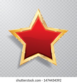 golden red star with transparent shadow, commercial success icon
