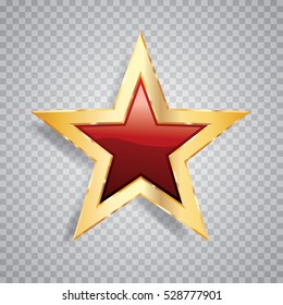 Golden Red Star With Transparent Shadow, Commercial Success Icon