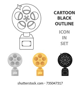 The Golden reel of film. Award for the best playback of the movie. Movie awards single icon in cartoon style vector symbol stock illustration.