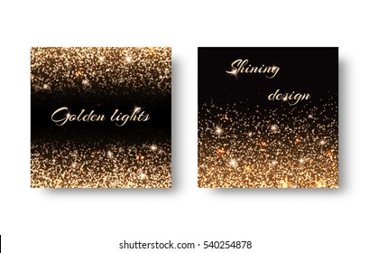 Golden reflections on black background for design of greeting cards. For registration to the Christmas party invitations, birthday, Valentine's Day.
