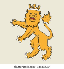  Golden regal  heraldic lion with crown