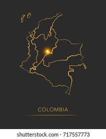 Golden region map, Colombia vector background