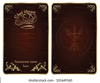Golden restaurant chef menu board covers - vector set