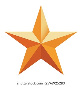 Golden Ret star. Golden Christmas star isolated on white background. Nice illustration of a 3d look Gold star on white background. Star vector collection.