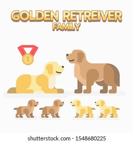 Golden Retreiver family set in flat design