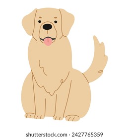 Golden Retriever 1 cute on a white background, vector illustration.