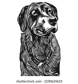 golden retriever clip art hand drawn vector black and white
