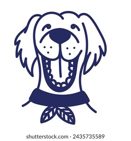 Golden Retriever cute face line drawing vector illustration.