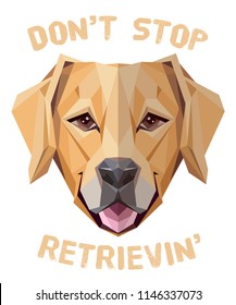 Golden Retriever Dog animal low poly design. Triangle vector illustration.