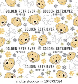 Golden Retriever : Dog breed collection : Seamless Pattern : Vector Illustration