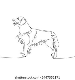 Golden Retriever, dog breed, hunting dog, companion dog one line art. Continuous line drawing of friend, dog, doggy, friendship, care, pet, animal, family, canine.