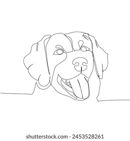 Golden Retriever, dog breed, hunting dog, companion dog one line art. Continuous line drawing of friend, dog, doggy, friendship, care, pet, animal, family, canine.