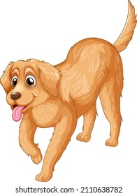 Golden retriever dog cartoon on white background illustration