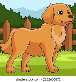 Golden Retriever Dog Colored Cartoon Illustration