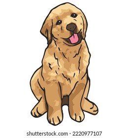 Golden Retriever Dog Colored Drawing