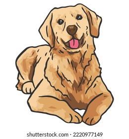 Golden Retriever Dog Colored Drawing