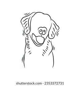 Golden retriever dog cute hand drawn line art. Outline sketch doodle cartoon of dog labrador vector illustration