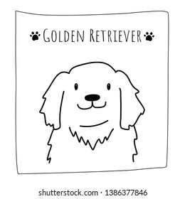 Golden Retriever dog doodle hand drawn cartoon illustration flat vector design.