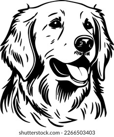 Golden Retriever  dog head  vector illustration  black color  vector image