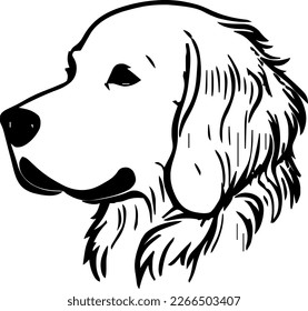 Golden Retriever, dog head, vector illustration, black color, vector image