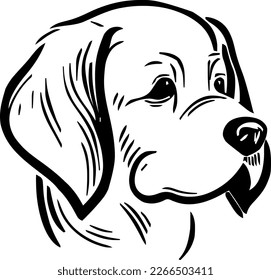 Golden Retriever, dog head, vector illustration, black color, vector image