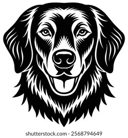 Golden retriever dog head vector silhouette art illustration