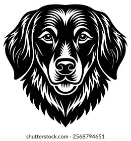 Golden retriever dog head vector silhouette art illustration