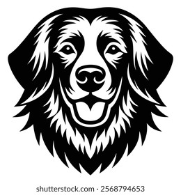 Golden retriever dog head vector silhouette art illustration