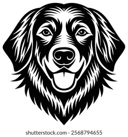 Golden retriever dog head vector silhouette art illustration