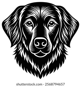 Golden retriever dog head vector silhouette art illustration