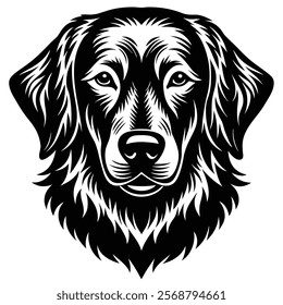 Golden retriever dog head vector silhouette art illustration