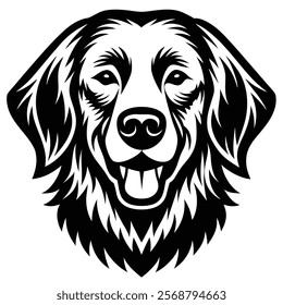 Golden retriever dog head vector silhouette art illustration